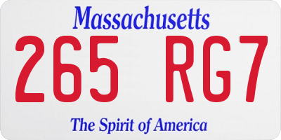 MA license plate 265RG7