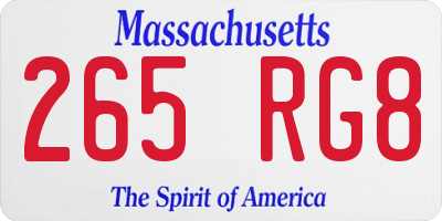 MA license plate 265RG8