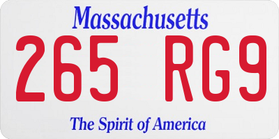 MA license plate 265RG9