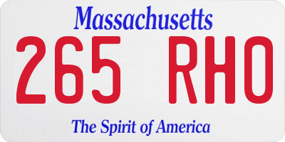 MA license plate 265RH0