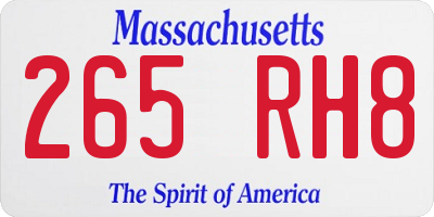 MA license plate 265RH8