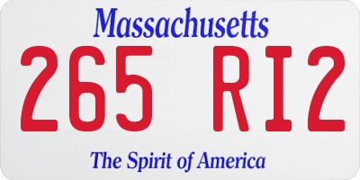MA license plate 265RI2