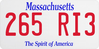 MA license plate 265RI3