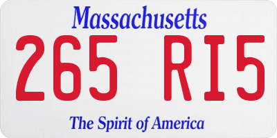 MA license plate 265RI5