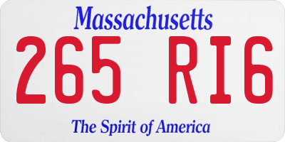 MA license plate 265RI6