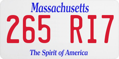 MA license plate 265RI7