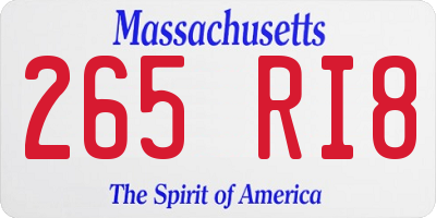MA license plate 265RI8