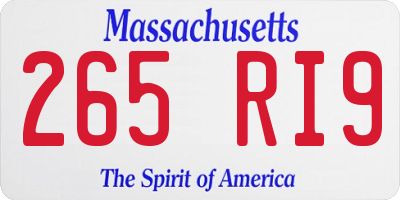 MA license plate 265RI9