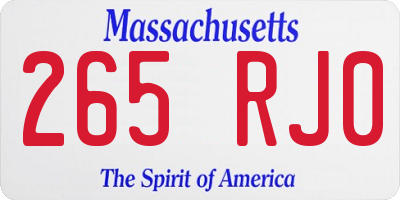 MA license plate 265RJ0