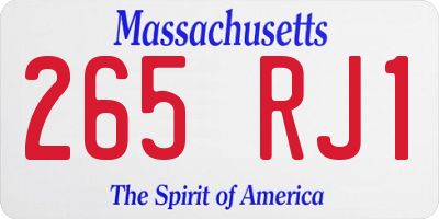 MA license plate 265RJ1