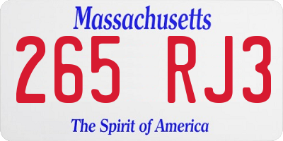 MA license plate 265RJ3