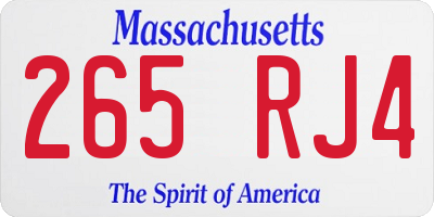 MA license plate 265RJ4