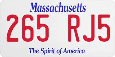 MA license plate 265RJ5