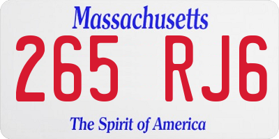 MA license plate 265RJ6