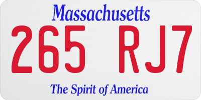 MA license plate 265RJ7