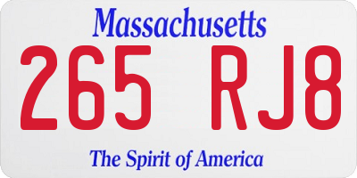 MA license plate 265RJ8