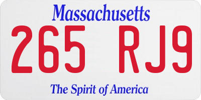 MA license plate 265RJ9