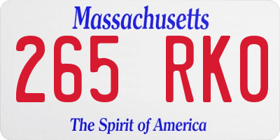 MA license plate 265RK0
