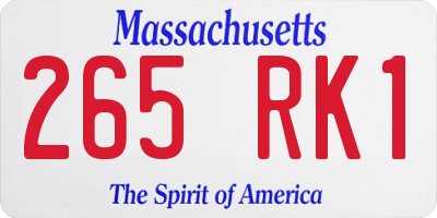 MA license plate 265RK1