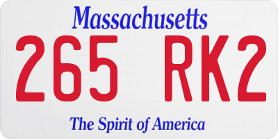 MA license plate 265RK2