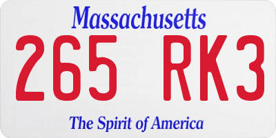 MA license plate 265RK3