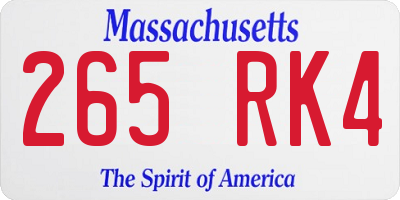 MA license plate 265RK4