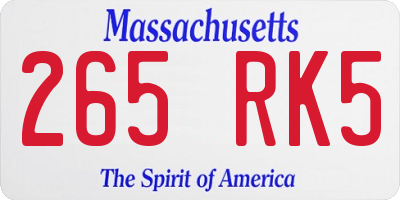 MA license plate 265RK5