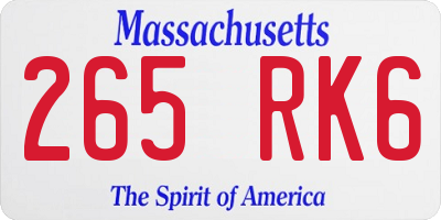 MA license plate 265RK6