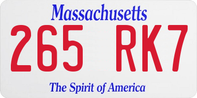 MA license plate 265RK7