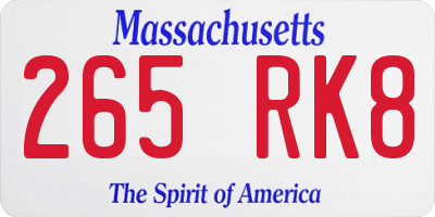 MA license plate 265RK8