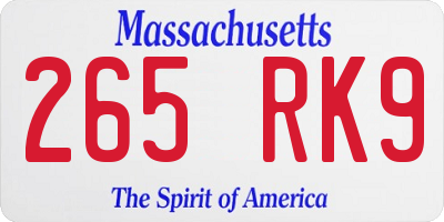 MA license plate 265RK9