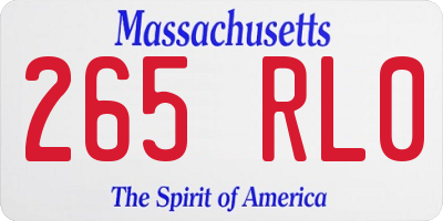MA license plate 265RL0