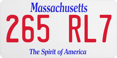 MA license plate 265RL7