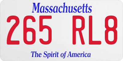 MA license plate 265RL8