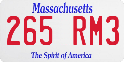 MA license plate 265RM3