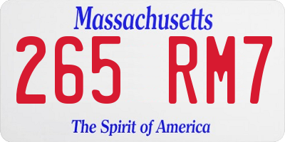 MA license plate 265RM7