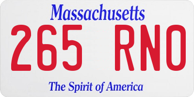 MA license plate 265RN0