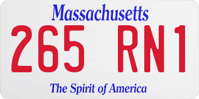 MA license plate 265RN1