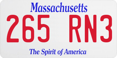 MA license plate 265RN3