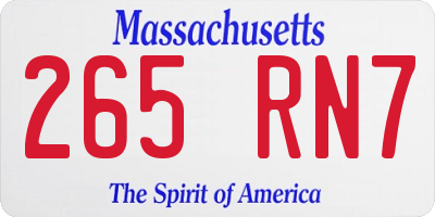 MA license plate 265RN7
