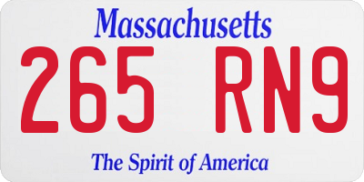MA license plate 265RN9