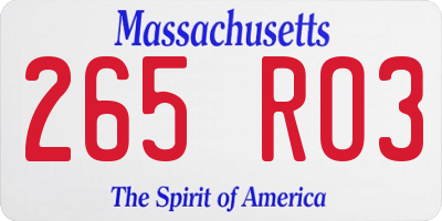 MA license plate 265RO3