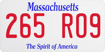 MA license plate 265RO9