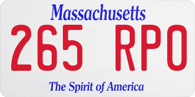 MA license plate 265RP0