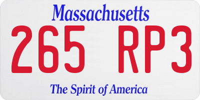 MA license plate 265RP3