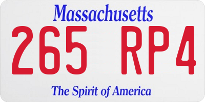 MA license plate 265RP4