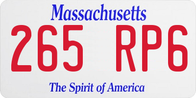 MA license plate 265RP6