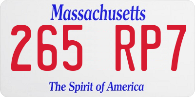 MA license plate 265RP7