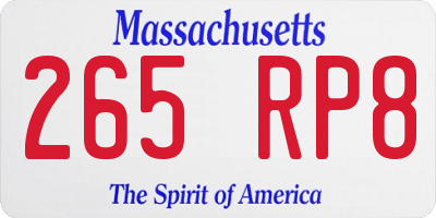 MA license plate 265RP8