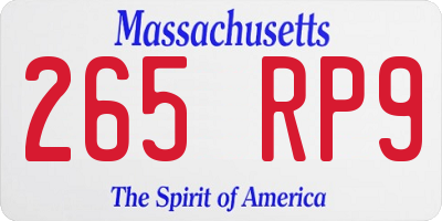 MA license plate 265RP9